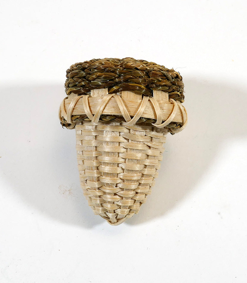Wabanaki Baskets Passamaquoddy Michelle Smiley Black Ash and Sweetgrass Acorn