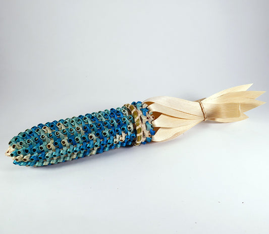 Passamaquoddy Geo Neptune Blue Corn Basket Wabanaki