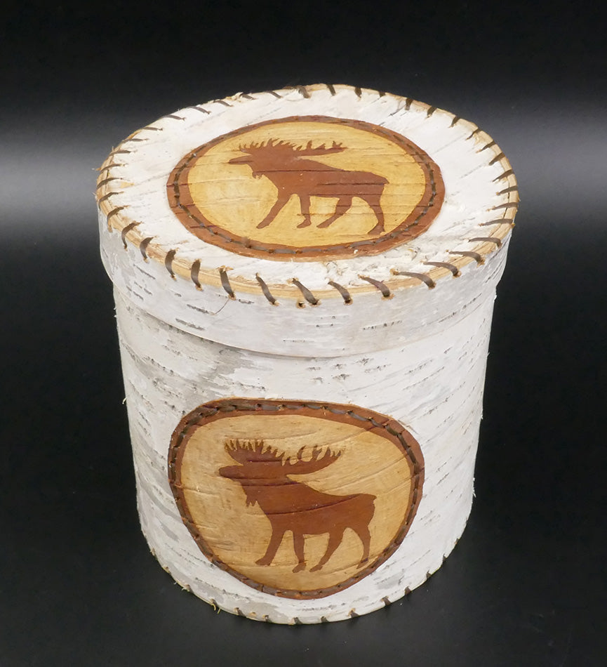 Butch Phillips Penobscot Wabanaki Birch Bark Basket Moose