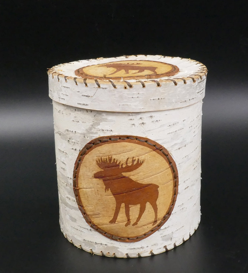 Butch Phillips Penobscot Wabanaki Birch Bark Basket Moose