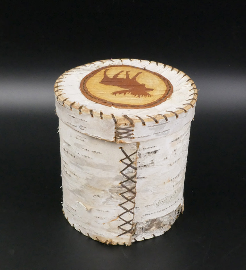 Butch Phillips Penobscot Wabanaki Birch Bark Basket Moose