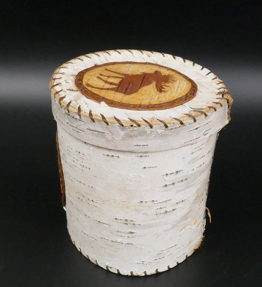 Butch Phillips Penobscot Wabanaki Birch Bark Basket Moose