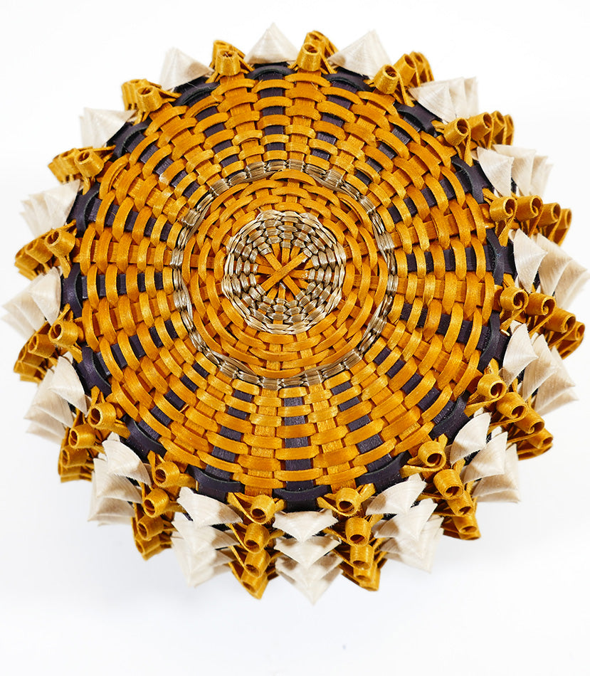 Sarah Sockbeson Penobscot Wabanaki Medium Urchin Basket Points/curls