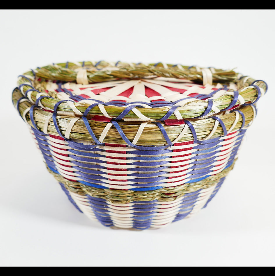 Wabanaki Baskets Penobscot Erica Menard Black Ash and Sweetgrass Basket