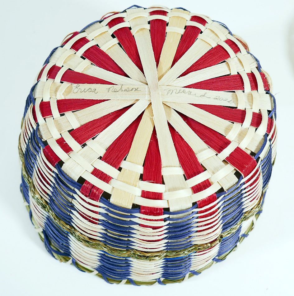 Wabanaki Baskets Penobscot Erica Menard Black Ash and Sweetgrass Basket