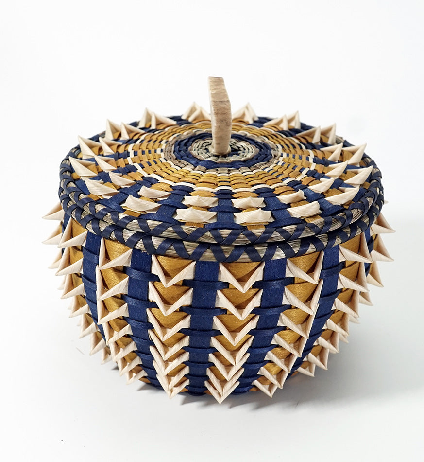 Sarah Sockbeson Penobscot Wabanaki Blue Gold Point Basket