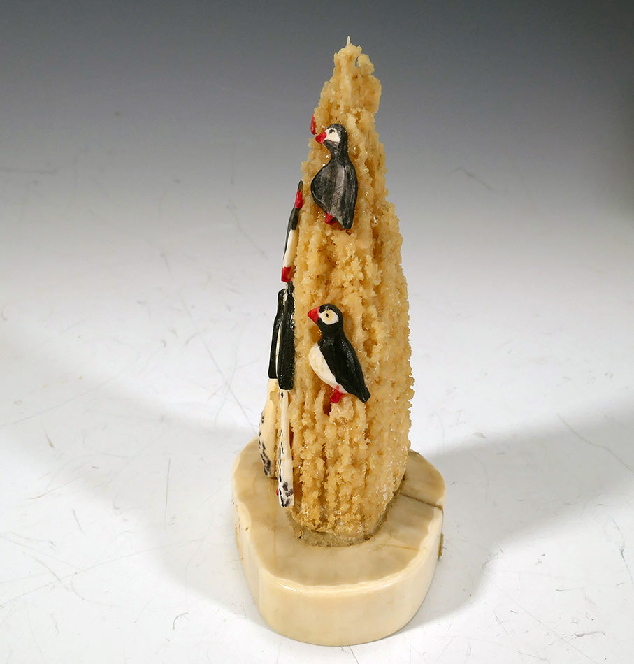 Inuit/Eskimo Alaskan Native Art Ivory Puffin Rookery