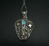 Reversible Sterling Silver Inlaid Pendant Cheryl Arviso Navajo Jewelry