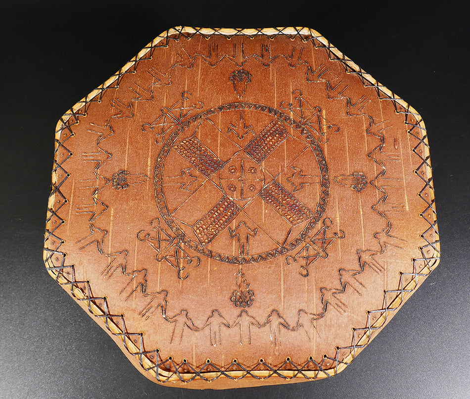 Penobscot Art Richard Love Hexagonal Birch Bark Container