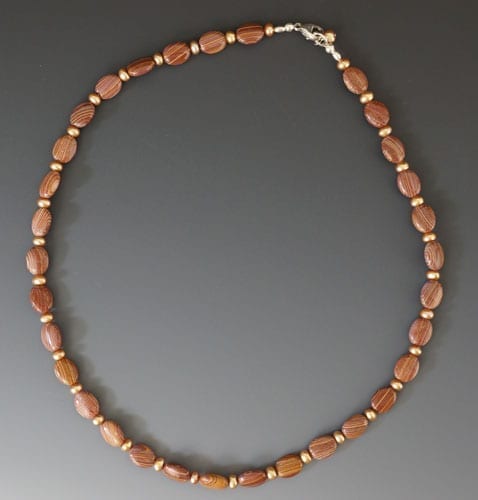 Peppermint jasper necklace with colored pearls