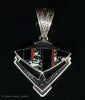 Ray Tracey Sterling Silver Navajo Inlay Pendant with Black Jade & Coral
