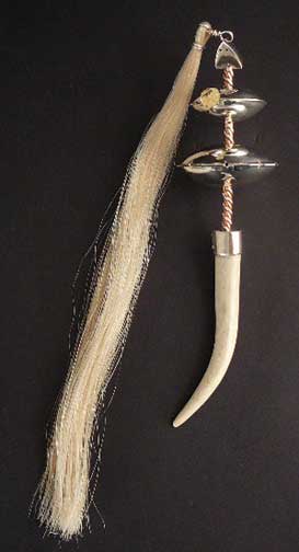 Silver Rattle with antler, horse hair, and citrine