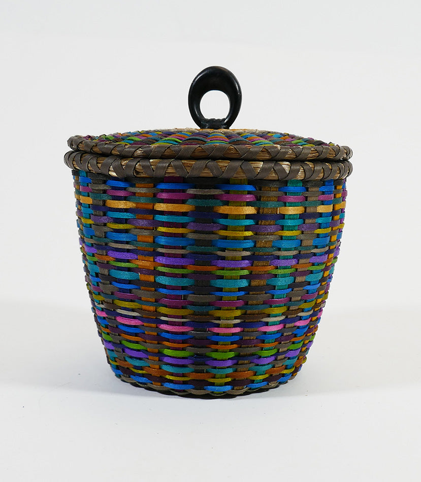 Colorful Fine Weave Wabanaki Basket Sarah Sockbeson Penobscot # 2