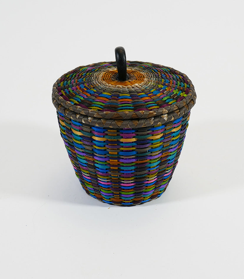 Colorful Fine Weave Wabanaki Basket Sarah Sockbeson Penobscot # 2