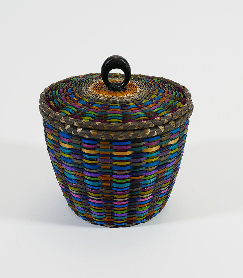 Colorful Fine Weave Wabanaki Basket Sarah Sockbeson Penobscot # 2