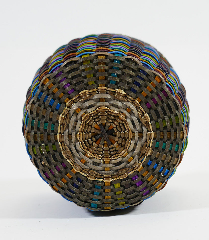 Colorful Fine Weave Wabanaki Basket Sarah Sockbeson Penobscot # 2