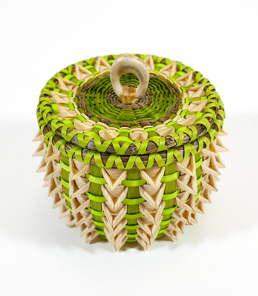 Sarah Sockbeson Penobscot Wabanaki Mini Urchin Basket with Points