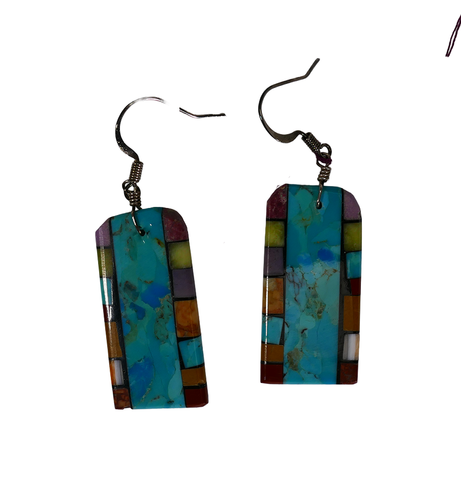 Side Mosaic earrings by Mary Tafoya Kewa Santo Domingo