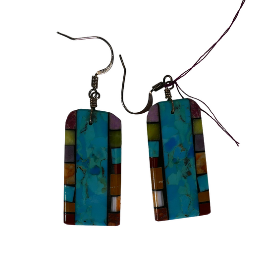 Side Mosaic earrings by Mary Tafoya Kewa Santo Domingo