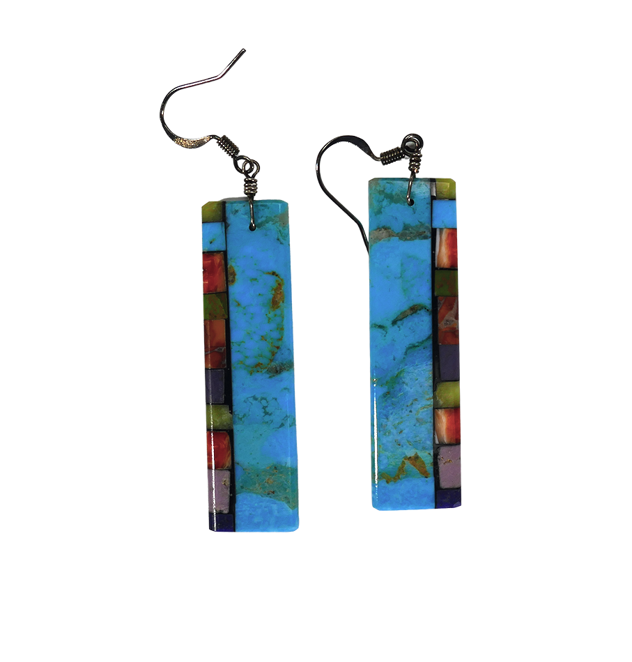 Mary Tafoya Kewa Santo Domingo Side Mosaic Earrings
