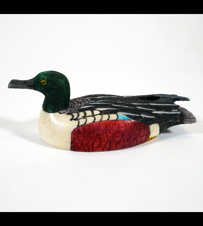 Ted Mayac jr Inupiaq Eskimo Art Ivory Scrimshaw Shoveler