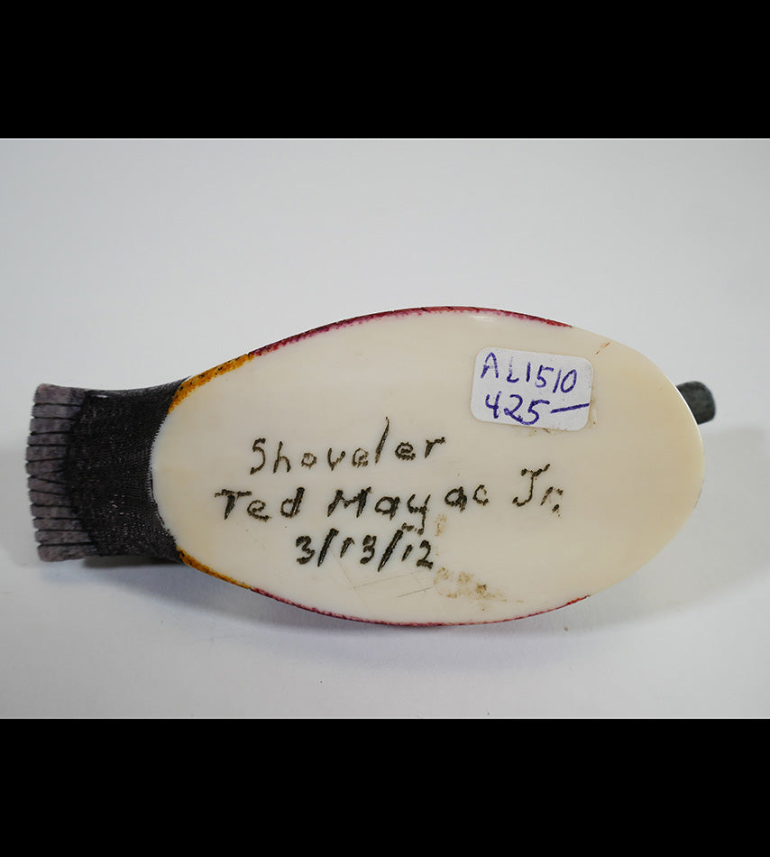 Ted Mayac jr Inupiaq Eskimo Art Ivory Scrimshaw Shoveler