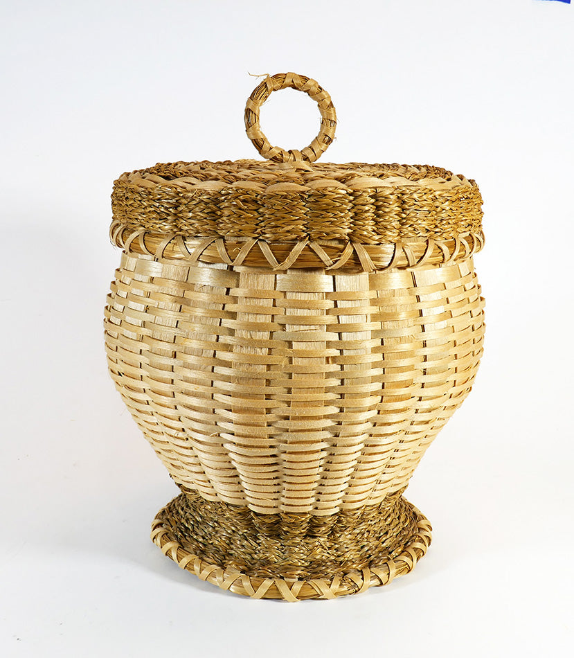 Theresa Neptune Gardner Passamaquoddy Footed Basket Wabanaki