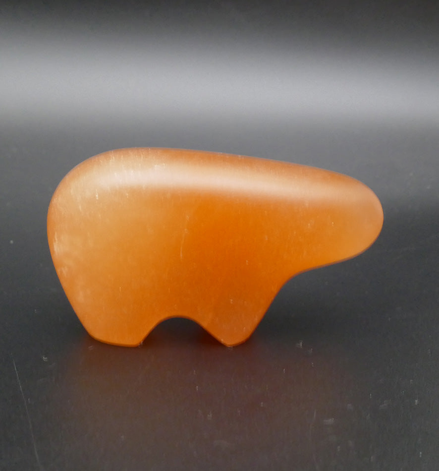 Penobscot Art Tim Shay Orange Alabaster Bear 2 A small bear carving by Maine's Tim Shay. Carved from bright orange alabaster