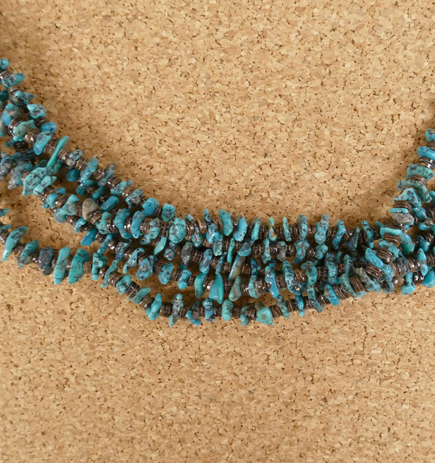 Verla Coriz Five Strand Blue Turquoise Nugget Necklace Native American Jewelry