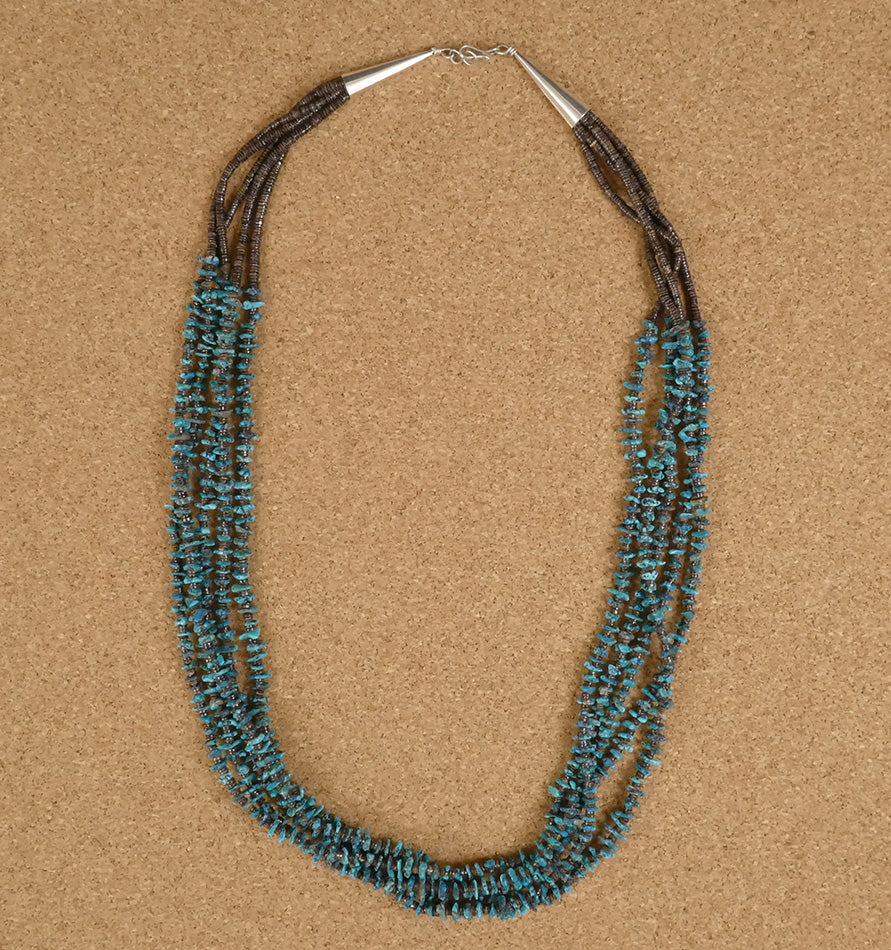 Verla Coriz Five Strand Blue Turquoise Nugget Necklace Native American Jewelry