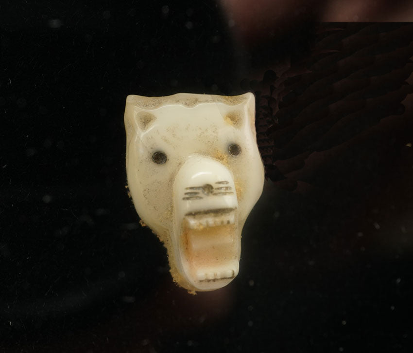 Vintage Eskimo Ivory Wolf Head