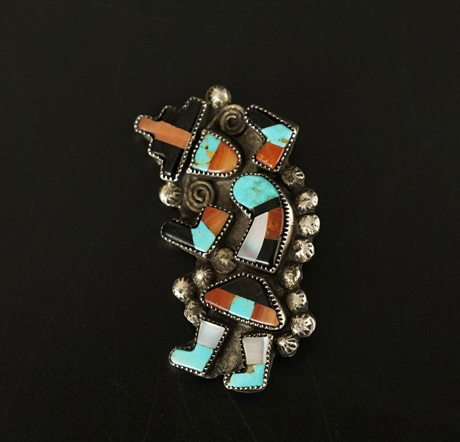 Vintage Native American Jewelry Silver Zuni Rainbow Dancer Pin