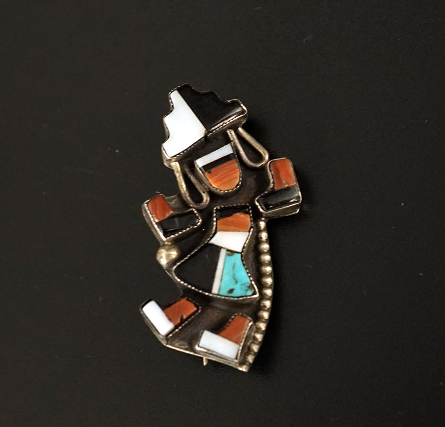 Vintage Native American Jewelry Silver Zuni Rainbow Dancer Pin