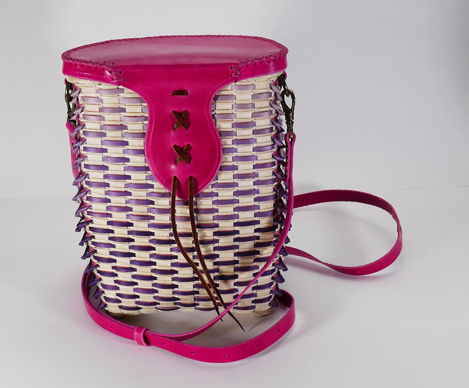 Wabanaki Baskets Gabriel Frey Pink-purple Point Purse Basket Passamaquoddy