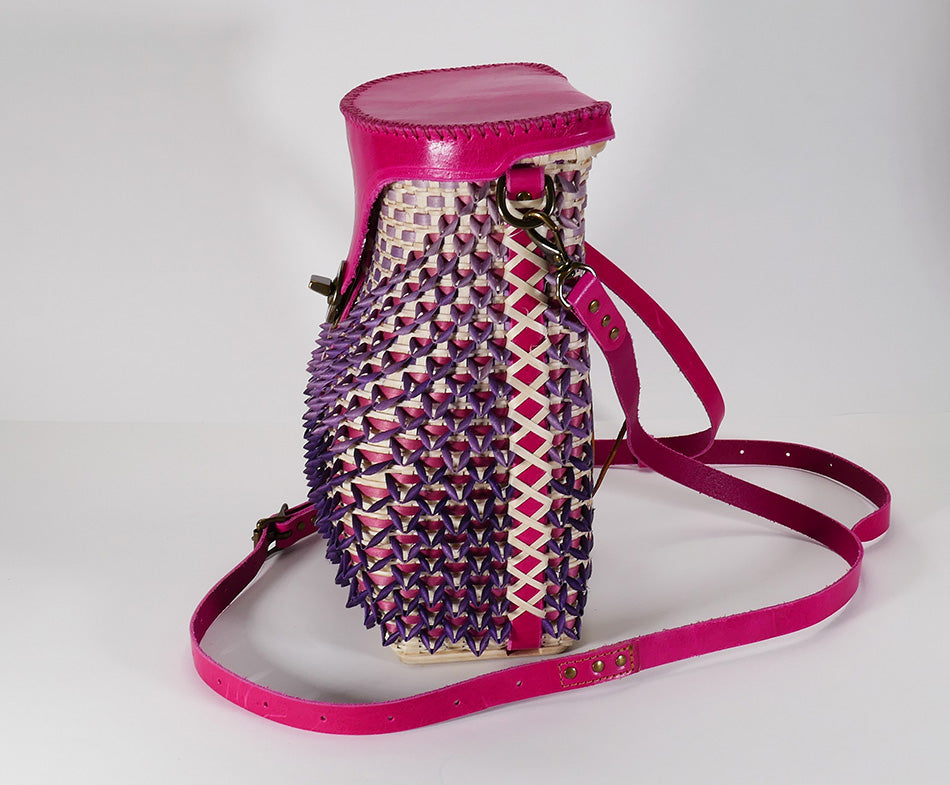 Wabanaki Baskets Gabriel Frey Pink-purple Point Purse Basket Passamaquoddy